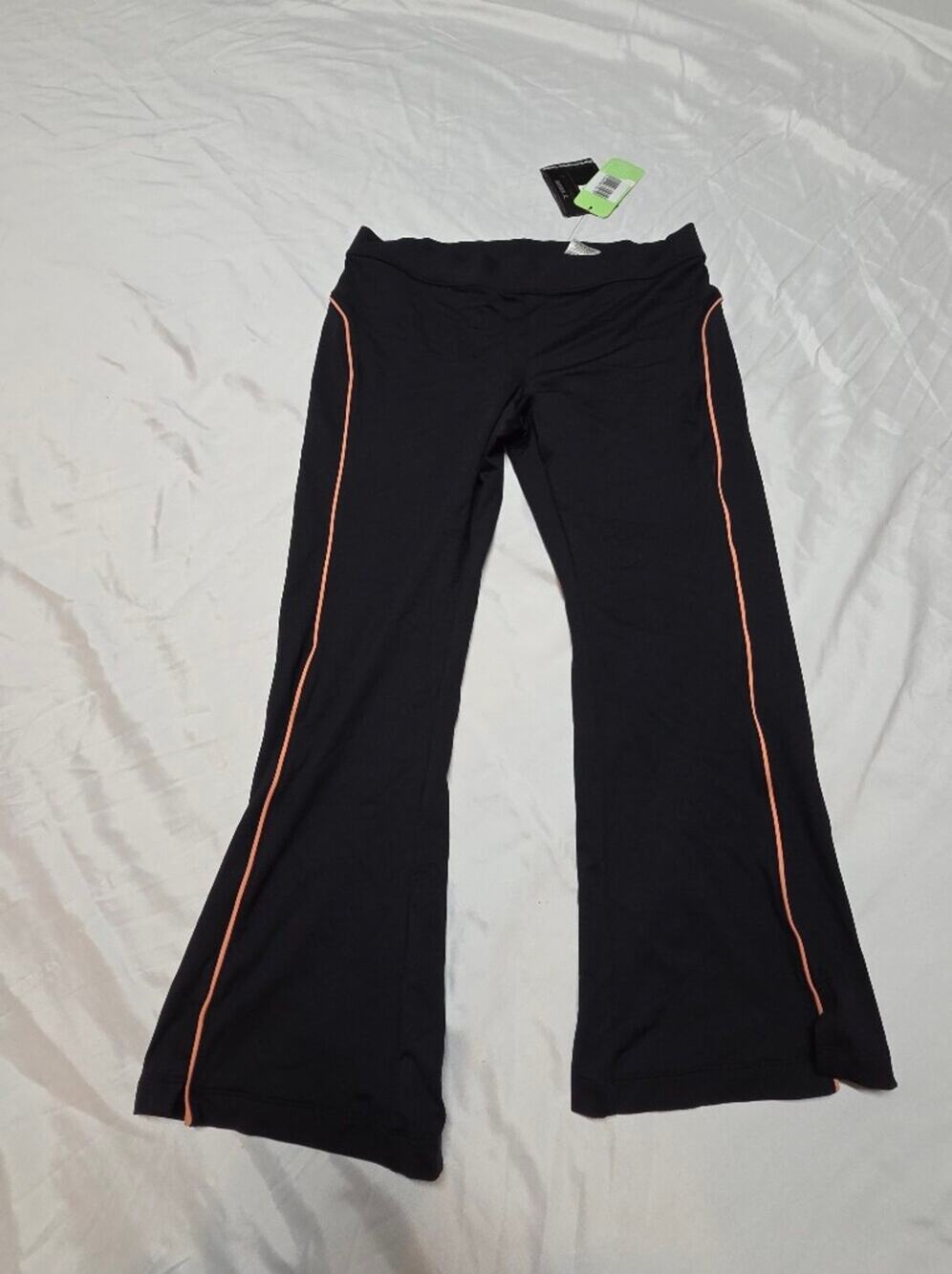 Danskin Black Leggings with Coral Stitch Accent